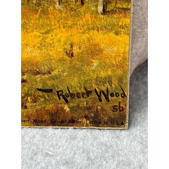 Robert Wood 1956 Grand Teton Litho Landscape Artwork 14"x11" - Picture 2 of 15